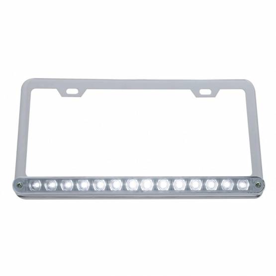 UNITED PACIFIC - UNITED PACIFIC - 39781 - MARCO DE MATRÍCULA CROMADO CON BARRA DE LUCES DE 14 LED DE 12" - LED BLANCO/LENTE TRANSPARENTE