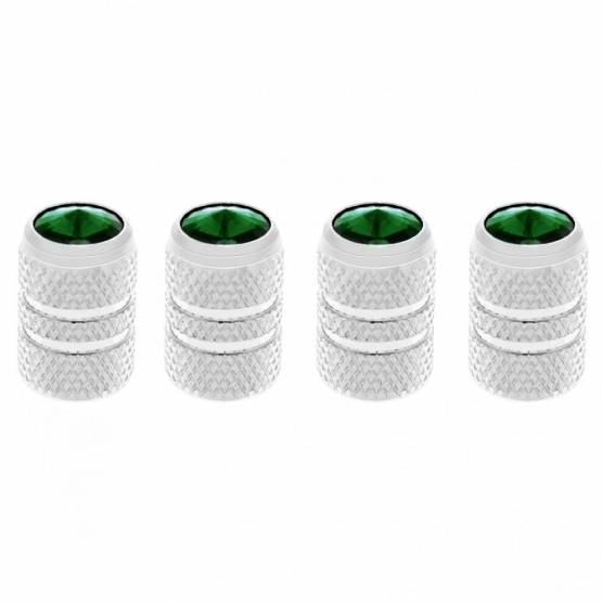UNITED PACIFIC - UNITED PACIFIC - 69992 - TAPONES DE VÁLVULA TUBULARES CROMADOS CON CRISTAL VERDE (JUEGO DE 4)