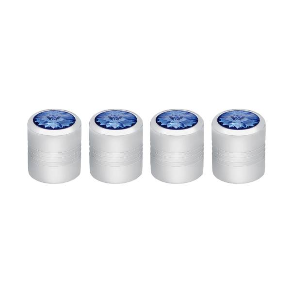 UNITED PACIFIC - UNITED PACIFIC - 70055 - TAPONES DE VÁLVULA REDONDOS CROMADOS CON CRISTAL AZUL (PACK DE 4)