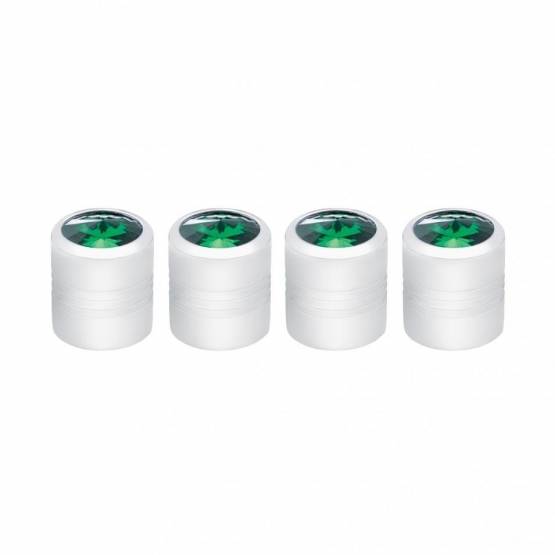 UNITED PACIFIC - UNITED PACIFIC - 70056 - TAPONES DE VÁLVULA REDONDOS CROMADOS CON CRISTAL VERDE (PACK DE 4)