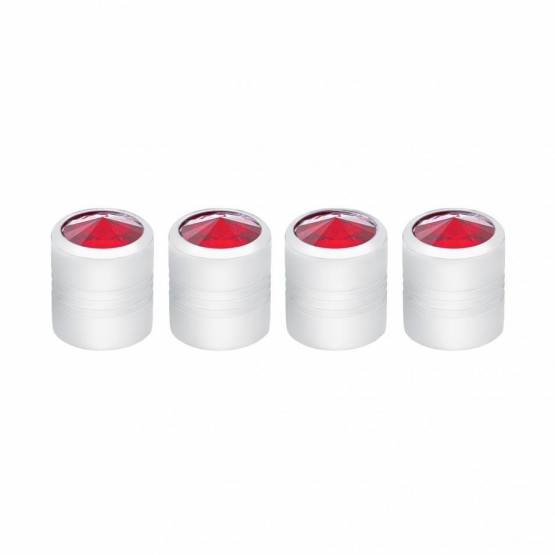 UNITED PACIFIC - UNITED PACIFIC - 70059 - TAPONES DE VÁLVULA REDONDOS CROMADOS CON CRISTAL ROJO (PACK DE 4)
