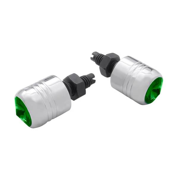 UNITED PACIFIC - UNITED PACIFIC - 70080 - SUJETADOR DE MATRÍCULA DE ALUMINIO CROMADO CON CRISTAL VERDE (PACK DE 2)