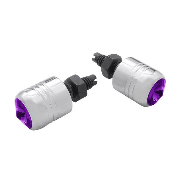 UNITED PACIFIC - UNITED PACIFIC - 70081 - SUJETADOR DE MATRÍCULA DE ALUMINIO CROMADO CON CRISTAL MORADO (PACK DE 2)