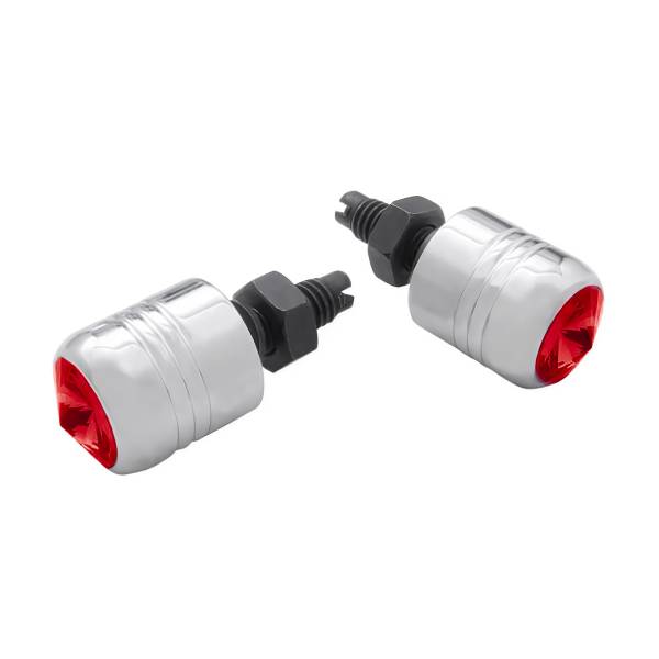 UNITED PACIFIC - UNITED PACIFIC - 70083 - SUJETADOR DE MATRÍCULA DE ALUMINIO CROMADO CON CRISTAL ROJO (PACK DE 2)