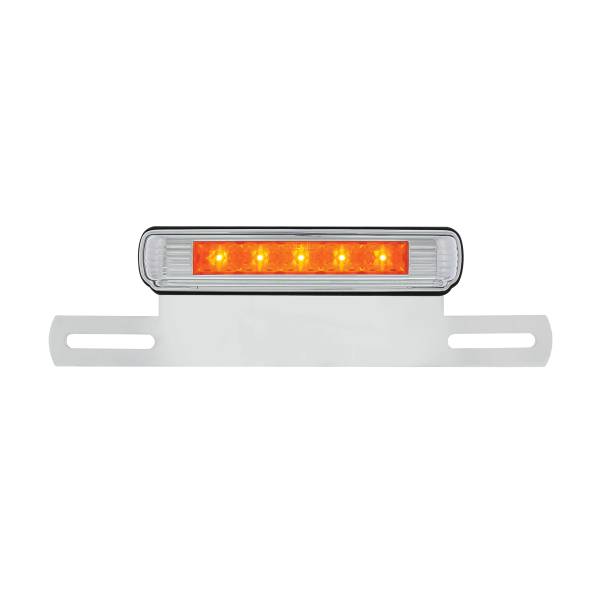 UNITED PACIFIC - UNITED PACIFIC - S2007LED-A - LUZ DE MATRÍCULA CROMADA Y SOPORTE CON LUZ AUXILIAR LED ÁMBAR - LED ÁMBAR/LENTE ÁMBAR