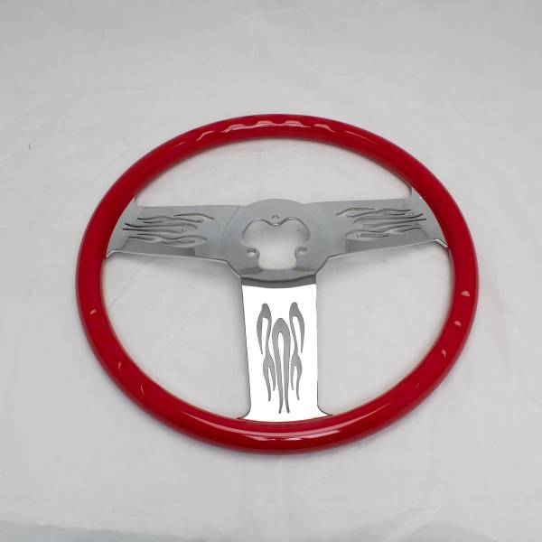 ATM - ATM - ATM-V3C18R - VOLANTE ATM 3 BRAZOS FLAMAS CROMADO DE 18" ROJO