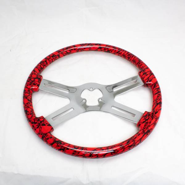 ATM - ATM - ATM-V418ACR - VOLANTE ATM 4 BRAZOS CROMADOS DE 18" NEGRO CALAVERAS ROJAS