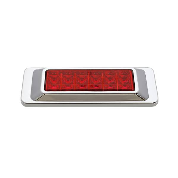 ATM - ATM - 1036R - PLAFON ATM 18 LEDS ROJO RECTANGULAR 6 1/4" X 2" BISEL CROMADO 12-24V