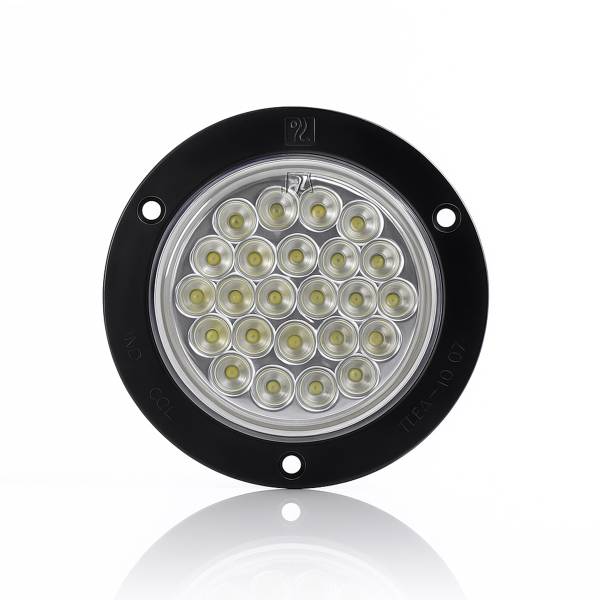 ATM - ATM - 1007RB - PLAFON ATM 24 LEDS ROJO MICA CLARA REDONDO 4" BISEL ACERO CROMADO 12-24V