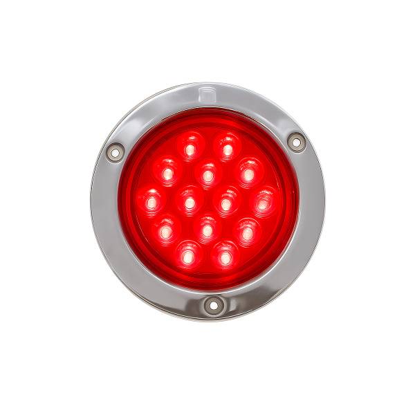 ATM - ATM - 1010R - PLAFON ROJO 14 LEDS ROJO REDONDO 3" ARO ACERO INOXIDABLE 24V