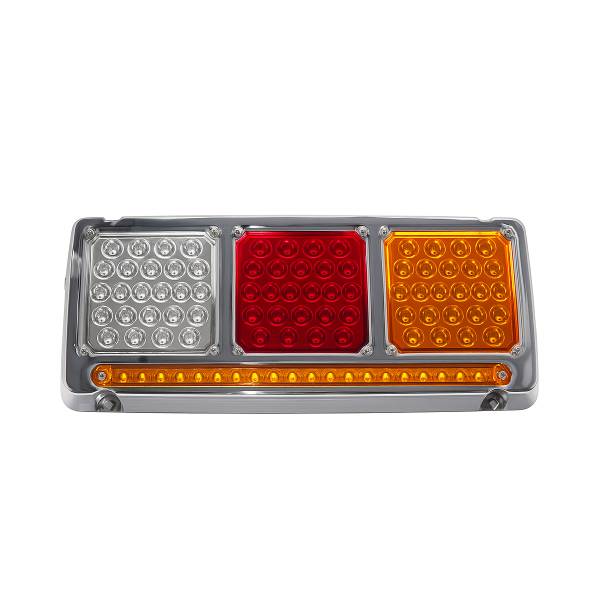 ATM - ATM - 1016STR - JUEGO LAMPARA STOP TRIPLE 92 LEDS CON REGLETA AMBAR/ROJO/BLANCO ABS CROMADA 12V