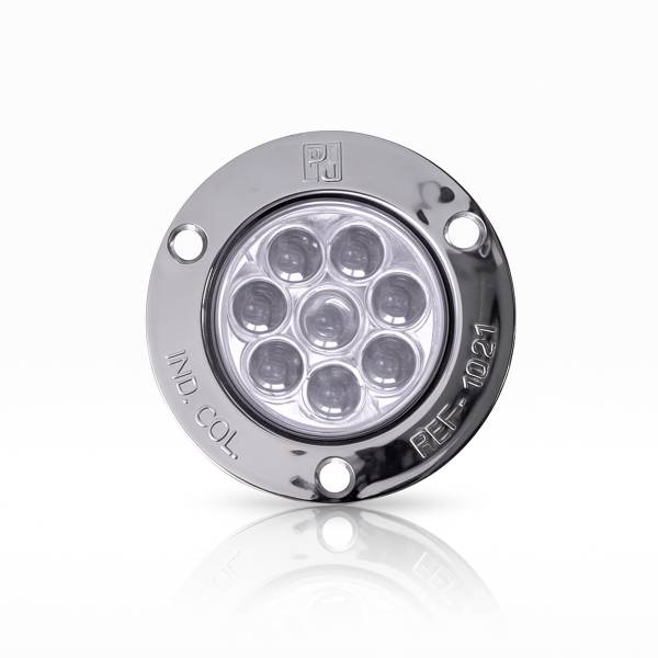 ATM - ATM - 1021B - PLAFON ATM 8 LEDS BLANCO REDONDO 2 1/2" BISEL ACERO CROMADO 12-24V DOBLE FUNCION