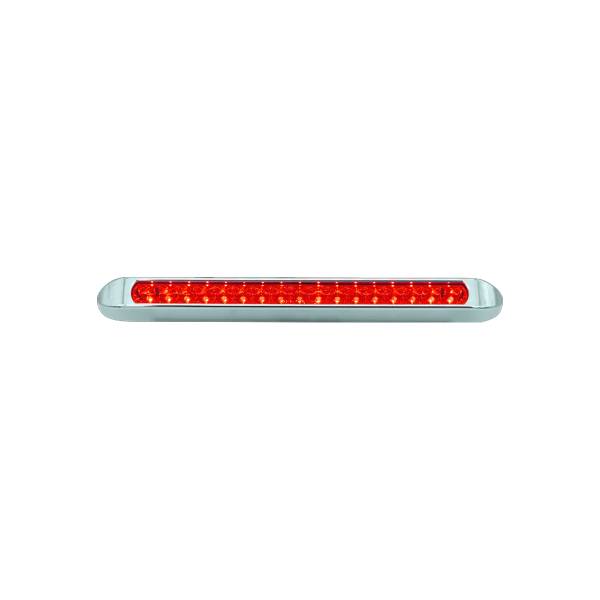ATM - ATM - 1026R - PLAFON BARRA ATM 17 LEDS ROJO 13" X 1" X 1 1/8" BISEL CROMADO 12-24V
