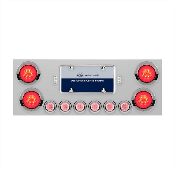 UNITED PACIFIC - UNITED PACIFIC - 34281 - PANEL CENTRAL TRASERO INOXIDABLE CON CUATRO LUCES LEDS 21"4"GLO" Y SEIS LUCES LEDS 9" ROJO