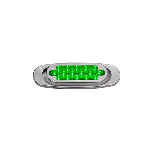 ATM - ATM - 1002V - PLAFON ATM 16 LEDS VERDE OVALADO 16.4 X 5.3 X 2.2 CENTIMETROS BISELPLASTICO CROMADO 12-24V
