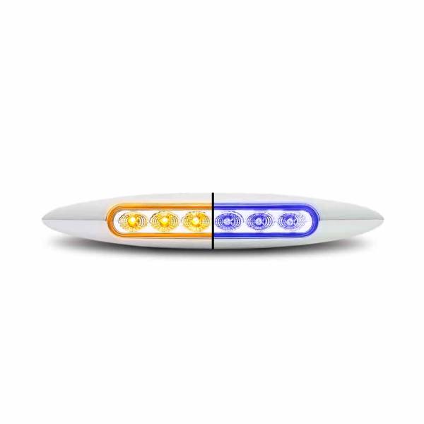 TRUX - TRUX - TLED-6XAB - PLAFON TRUX 6 LEDS AMBAR/AZUL OVALADO 6" X1" BISEL CROMADO