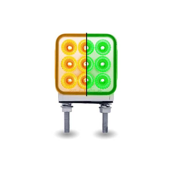 TRUX - TRUX - TLED-DS3XG2 - DIRECCIONAL TRUX CUADRADO 3" DOBLE CARA 2 PATAS MICA CLARA AMBAR/ROJO AUXILIAR VERDE 30 LEDS 12V