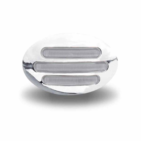 TRUX - TRUX - TLED-FG2CA - PLAFON TRUX 13 LEDS AMBAR OVALADO 3" X 2" BISEL CROMADO 12V MICA CLARA