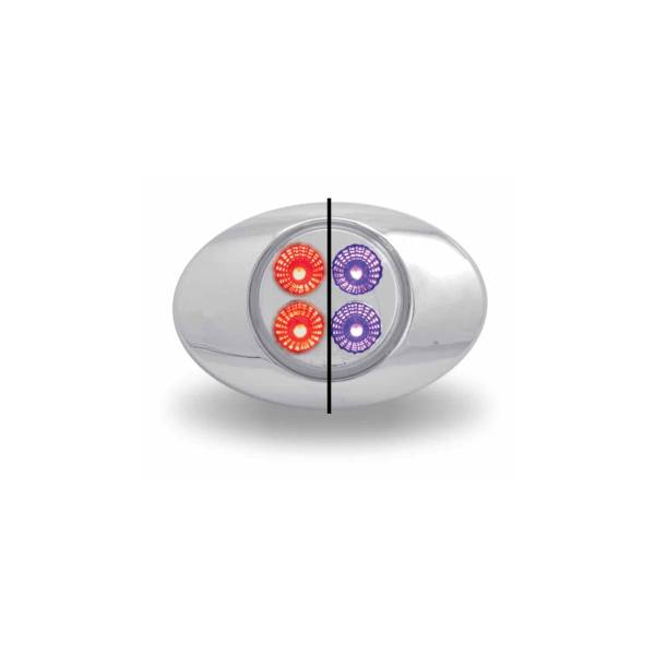 TRUX - TRUX - TLED-G2XRP - PLAFON TRUX 4 LEDS ROJO/PURPURA  OVALADO 2" X 1.33" BISEL CROMADO