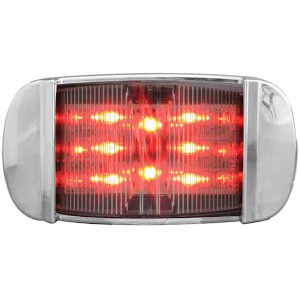 GRAND GENERAL - GRAND GENERAL - 76257 - PLAFON 14 LEDS ROJO MICA CLARA RECTANGULAR TIPO CARRITO BISEL CROMADO 12V