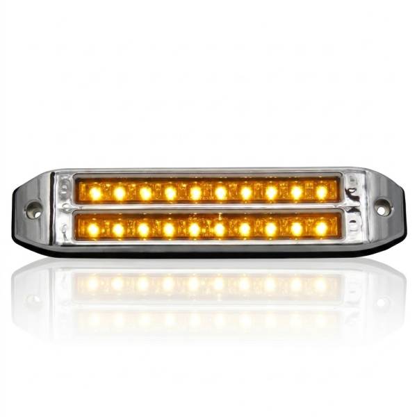 ATM - ATM - 1028DA - PLAFON DOBLE BARRA ATM AMBAR 20 LEDS  21 X 4.5 X 1.8 CENTIMETROS BISEL PLASTICO CROMADO 12-24V