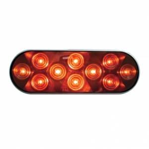 UNITED PACIFIC - 39815 - LUZ AUXILIAR 10 LED OVALADA - LED ROJO/LENTE CROMADA