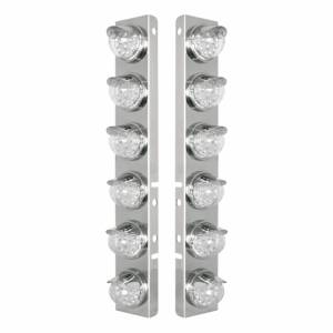 UNITED PACIFIC - 39839 - SOPORTE DEL FILTRO DE AIRE DELANTERO DE ACERO INOXIDABLE CON LUCES REFLECTORAS LED ÁMBAR DE 12X 17 Y VISORES DE ACERO INOXIDABLE PARA LENTES PETERBILT-CLEAR