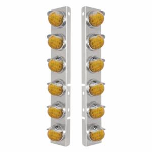 UNITED PACIFIC - 39840 - SOPORTE DEL FILTRO DE AIRE FRONTAL DE ACERO INOXIDABLE CON REFLECTOR LED ÁMBAR DE 12X 17 LUCES DE SANDÍA Y VISORES DE ACERO INOXIDABLE PARA LENTES PETERBILT-AMBER