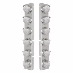 UNITED PACIFIC - 39841 - SOPORTE DEL FILTRO DE AIRE DELANTERO DE ACERO INOXIDABLE CON REFLECTOR LED ÁMBAR DE 12X 17 LUCES DE SANDÍA Y VISORES DE ACERO INOXIDABLE PARA LENTES PETERBILT-CLEAR