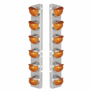 UNITED PACIFIC - 39842 - SOPORTE DEL FILTRO DE AIRE DELANTERO DE ACERO INOXIDABLE CON LUCES DE COLMENA LED DE 12X 17 ÁMBAR Y VISORES DE ACERO INOXIDABLE PARA LENTES Y LED DE ÁMBAR PETERBILT