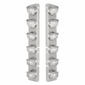 UNITED PACIFIC - 39843 - SOPORTE DEL FILTRO DE AIRE DELANTERO DE ACERO INOXIDABLE CON LUCES DE COLMENA LED DE 12X 17 ÁMBAR Y VISORES DE ACERO INOXIDABLE PARA PETERBILT-LED ÁMBAR/LENTE TRANSPARENTE