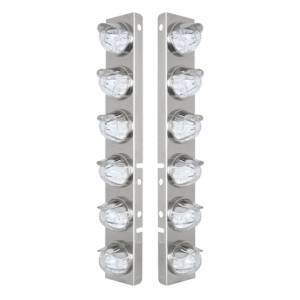 UNITED PACIFIC - 39845 - SOPORTE DEL FILTRO DE AIRE DELANTERO DE ACERO INOXIDABLE CON LUCES LED DE SANDÍA ÁMBAR DE 12X 17 Y VISORES DE ACERO INOXIDABLE PARA LENTES PETERBILT-CLEAR