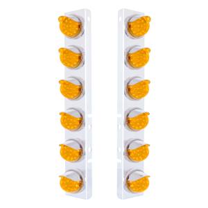 UNITED PACIFIC - 39846 - SOPORTE DEL FILTRO DE AIRE FRONTAL DE ACERO INOXIDABLE CON LUCES REFLECTORAS DE DOBLE FUNCIÓN LED ÁMBAR DE 12X 17 Y VISORES DE ACERO INOXIDABLE PARA LENTES PETERBILT-ÁMBAR
