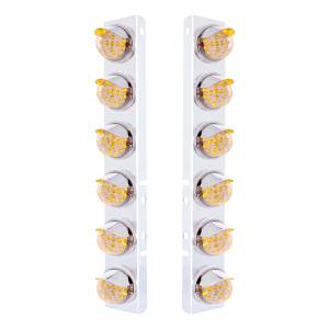 UNITED PACIFIC - 39847 - SOPORTE DEL FILTRO DE AIRE FRONTAL DE ACERO INOXIDABLE CON LUCES REFLECTORAS DE DOBLE FUNCIÓN LED ÁMBAR DE 12X 17 Y VISORES DE ACERO INOXIDABLE PARA LENTES PETERBILT-CLEAR