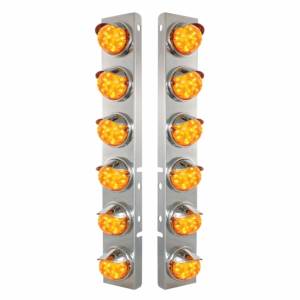 UNITED PACIFIC - 39848 - SOPORTE DE FILTRO DE AIRE DELANTERO DE ACERO INOXIDABLE CON 12X 17 LED ÁMBAR DE DOBLE FUNCIÓN. LUCES DE SANDÍA Y VISORES DE ACERO INOXIDABLE PARA LENTES PETERBILT-AMBER