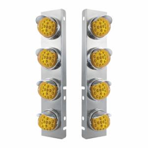 UNITED PACIFIC - 39850 - SOPORTE DEL FILTRO DE AIRE DELANTERO DE ACERO INOXIDABLE CON LUCES REFLECTORAS LED ÁMBAR DE 8X 17 Y VISORES DE ACERO INOXIDABLE PARA LENTES PETERBILT-ÁMBAR