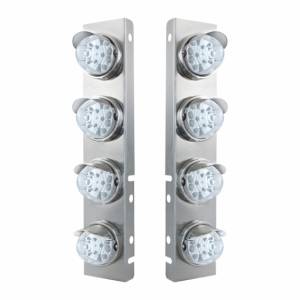 UNITED PACIFIC - 39853 - SOPORTE DEL FILTRO DE AIRE DELANTERO DE ACERO INOXIDABLE CON REFLECTOR LED ÁMBAR DE 8X 17 LUCES DE SANDÍA Y VISORES DE ACERO INOXIDABLE PARA LENTES PETERBILT-CLEAR