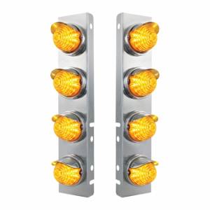 UNITED PACIFIC - 39854 - SOPORTE DEL FILTRO DE AIRE DELANTERO DE ACERO INOXIDABLE CON LUCES DE COLMENA LED DE 8X 17 ÁMBAR Y VISORES DE ACERO INOXIDABLE PARA LENTES PETERBILT - ÁMBAR