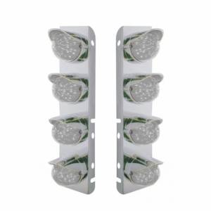 UNITED PACIFIC - 39857 - SOPORTE DEL FILTRO DE AIRE FRONTAL DE ACERO INOXIDABLE CON LUCES LED DE SANDÍA ÁMBAR DE 8X 17 Y VISORES DE ACERO INOXIDABLE PARA LENTES PETERBILT-CLEAR
