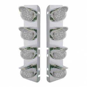 UNITED PACIFIC - 39861 - SOPORTE DEL FILTRO DE AIRE FRONTAL DE ACERO INOXIDABLE CON LUCES LED ÁMBAR HI/LO DE 8X 17 SANDÍA Y VISORES DE ACERO INOXIDABLE PARA LENTES PETERBILT-CLEAR