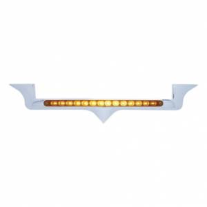 UNITED PACIFIC - 39878 - EMBLEMA DE CAPÓ CROMADO CON BARRA DE LUCES DE 14 LED PARA KENWORTH - LED ÁMBAR/LENTE ÁMBAR