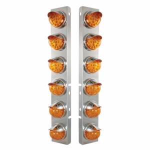 UNITED PACIFIC - UNITED PACIFIC - 39838 - SOPORTE DEL FILTRO DE AIRE DELANTERO DE ACERO INOXIDABLE CON LUCES REFLECTORAS LED ÁMBAR DE 12X 17 Y VISORES DE ACERO INOXIDABLE PARA LENTES PETERBILT-AMBER - Image 2