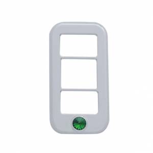 UNITED PACIFIC - 42043 - TAPA DE INTERRUPTOR DE BALANCÍN DE 3 ABERTURAS Y CRISTAL VERDE PARA FREIGHTLINER (PACK DE 3)