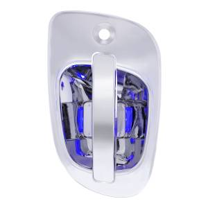 UNITED PACIFIC - 42492 - TAPA DE MANIJA DE PUERTA CROMADA CON 6 LED AZULES PARA FREIGHTLINER - PASAJERO