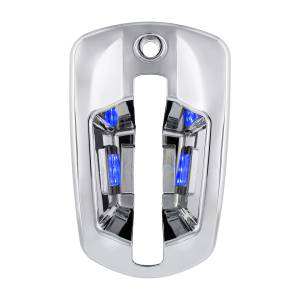 UNITED PACIFIC - 42537 - CUBIERTA DE MANIJA DE PUERTA CROMADA DE 6 LED PARA FREIGHTLINER CASCADIA 2018-2024 - PASAJERO, LED AZUL