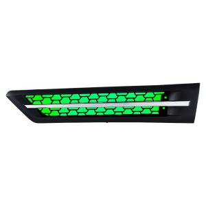 UNITED PACIFIC - 42867 - REJILLA DE ENTRADA DE AIRE DE CAPOTA CON LED VERDE PARA FREIGHTLINER CASCADIA 126 2018-2024 - CONDUCTOR