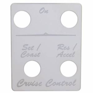 UNITED PACIFIC - 48419 - PLACA DE IDENTIFICACIÓN DEL INTERRUPTOR DE ACERO INOXIDABLE PARA PETERBILT - CONTROL DE CRUCERO (4 INTERRUPTORES)