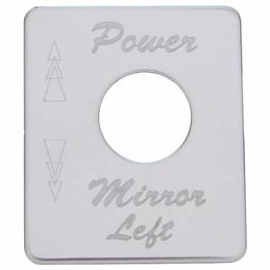 UNITED PACIFIC - 48456 - PLACA DE IDENTIFICACIÓN DEL INTERRUPTOR DE ACERO INOXIDABLE PARA PETERBILT - ESPEJO ELÉCTRICO (IZQUIERDO)