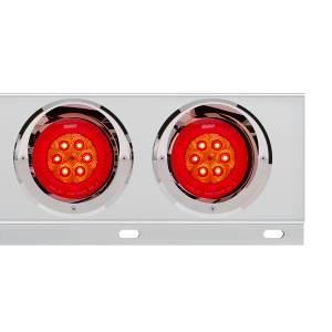 UNITED PACIFIC - UNITED PACIFIC - 61008 - BARRA DE RESORTE SS CON PATRÓN DE PERNOS DE 3-3/4" CON 6 LUCES Y VISORES DE TURBINA DE 16 LED DE 4" - LED ROJO/LEENTE ROJA (PAR) - Image 3