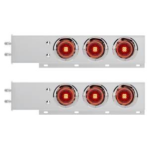UNITED PACIFIC - 61012 - BARRA DE RESORTE SS CON PATRÓN DE PERNOS DE 2-1/2" CON 6X 4" 13 LUCES Y VISORES LED ABYSS - LED ROJO/LENTE ROJA (PAR)